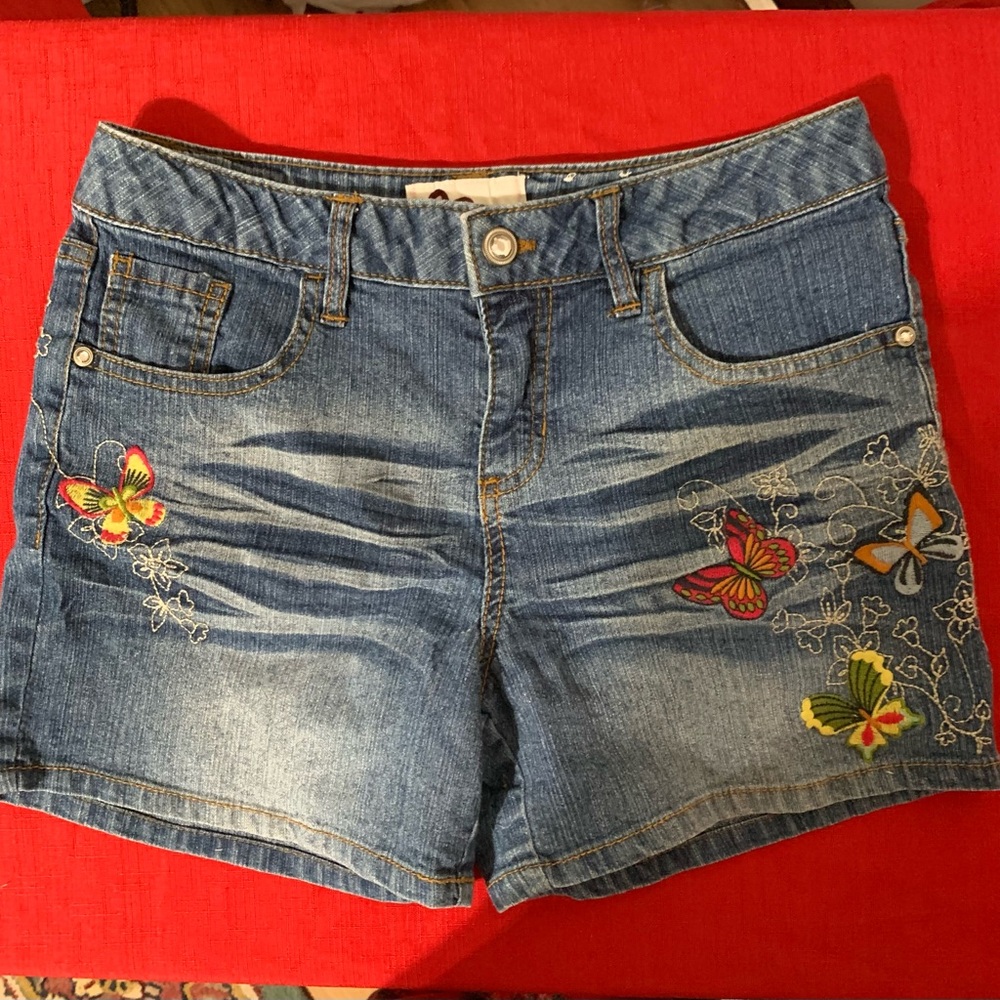 SO Blue Jean Shorts with Colorful Embroidery Girls 16
